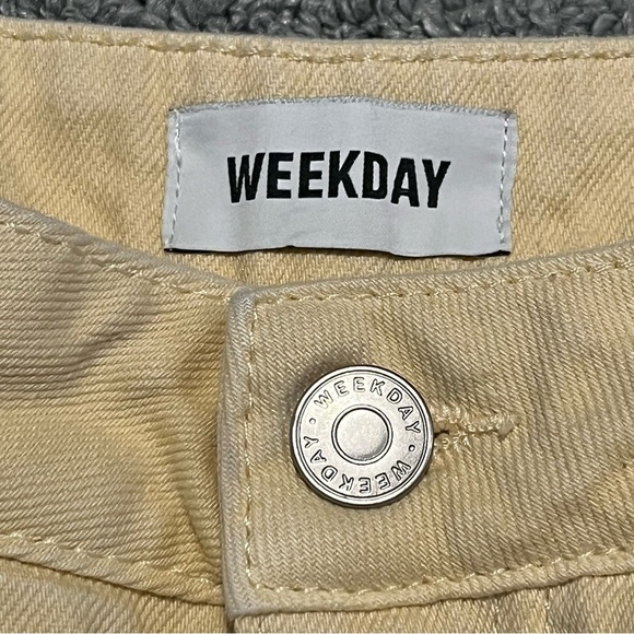 Weekday Jeans Womens Size 34 Yellow Wide Leg High Rise Cropped Vida Denim - Picture 3 of 11